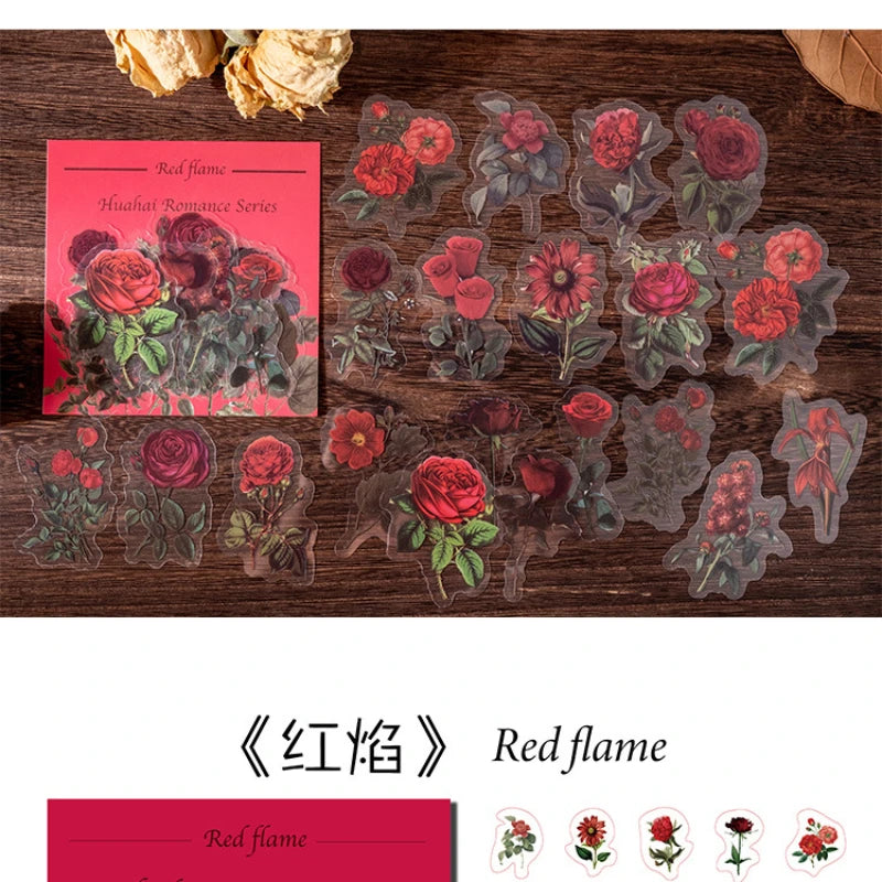 autocollants fleurs séchées multicolores vintage 40 pièces scrapbooking décoration semi transparentes