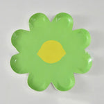 assiettes jetables fleurs dorées blanc vert jaune rose violet moderne fête enfants
