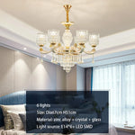 lustre led cristal ornementation dorée contemporain salon salle manger villa