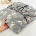 housse matelas coton lin plaid fleurs papillons moderne beige marron blanc double oreillers