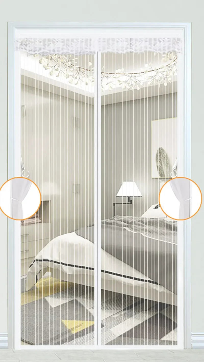 rideau moustiquaire aimants porte noir maille fine anti insectes moderne ventilation chambre