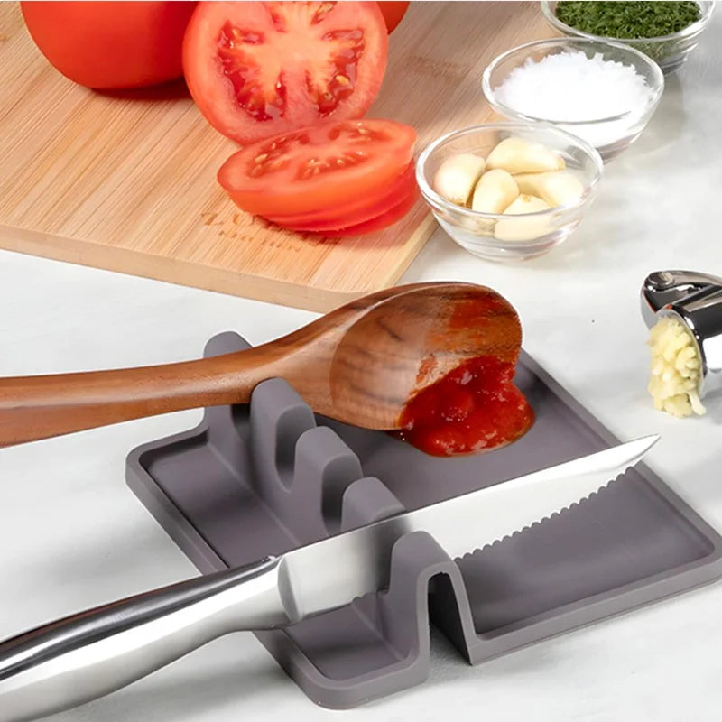porte couverts cuisine silicone gris moderne adhésif organisation anti dérapant rangement cuillères fourchette spatules