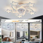 ventilateur moderne étoile blanc lumineux télécommande vitesses led silencieux chambre salon