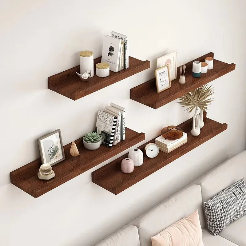 présentoir mural bois minimaliste moderne étagère flottante salon rangement écologique single tier