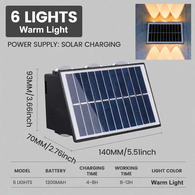 lampe murale solaire led moderne éclairage extérieur balcon jardin ip65 étancheRGBOpaque