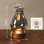 lampe poser moderne transparent base bois brun doré ridées minimalistes