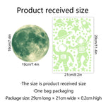 stickers muraux lumineux lune étoiles astronautes vaisseau spatial motif géométrique vert fluo adhésif décoration