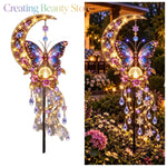 lampe solaire décorative ornement papillon lune cristaux transparents artisanal romantique noëlextérieur