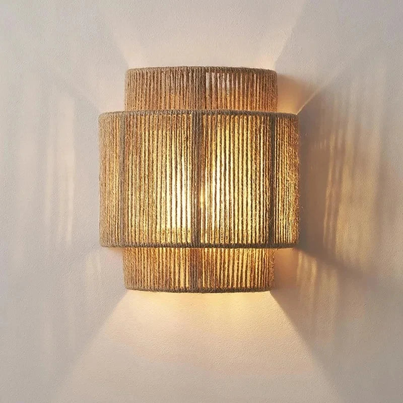 lampes murales bohèmes rustiques fibre naturelle semi transparentes cuisine salle manger