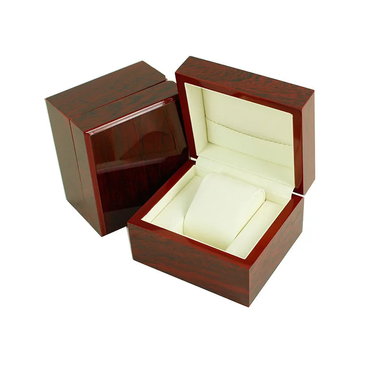 boîte montres bois rouge classique poignées dorées trois places montres stock fashion casual