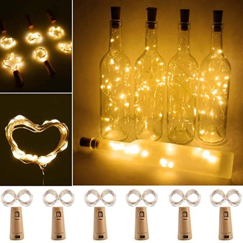 guirlande lumineuse led bouchon liège décoration bouteille vin fête mariage guirlande féerique décorative