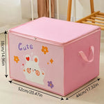 boîtes rangement enfant bleu rose gris dessins animés ours lapin poignées détachables vêtements pliés