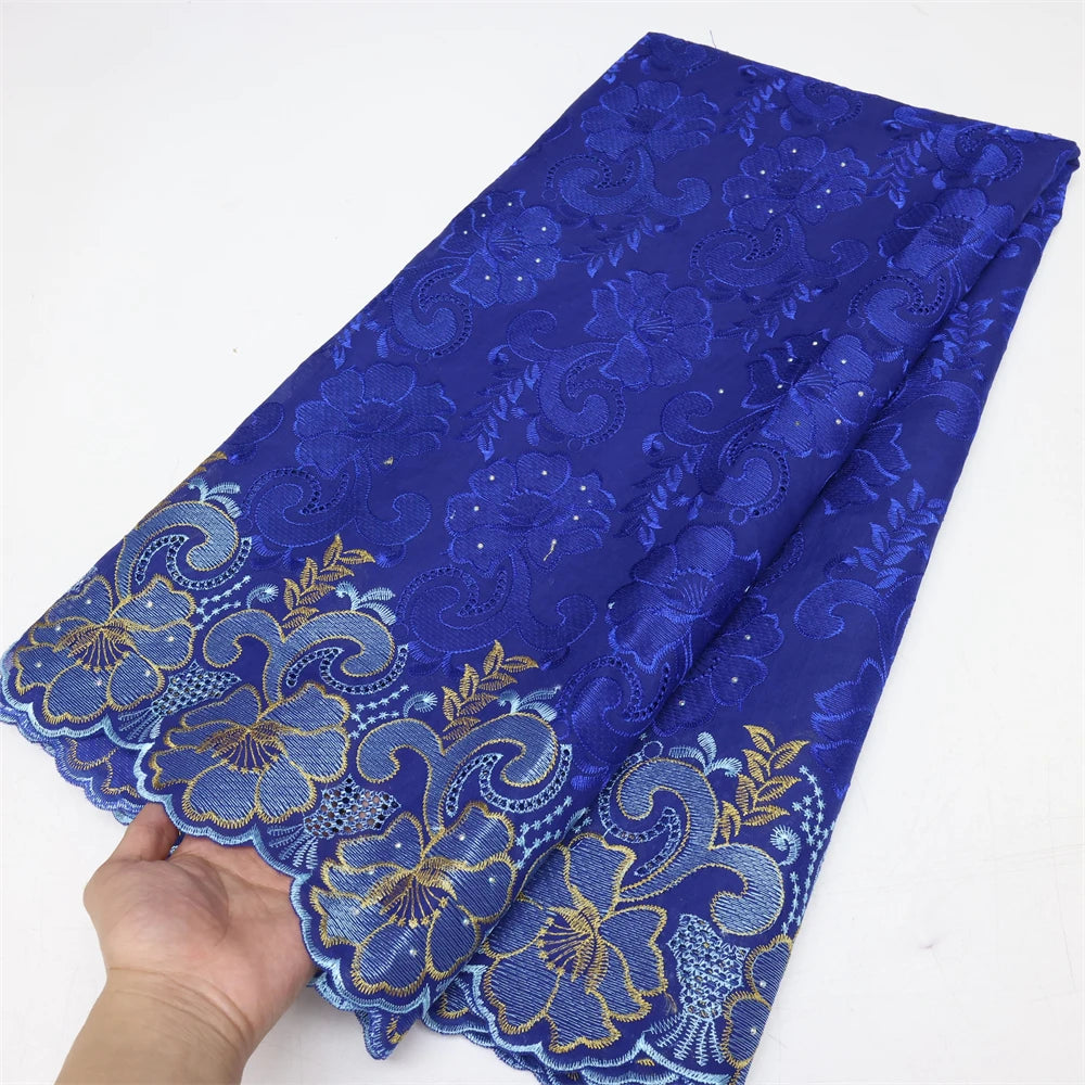 tissu dentelle brodée floral bleu marine violet doré robe mariage haute qualité coton polyester