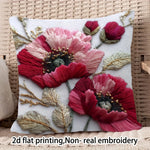 coussin carré blanc motif floral fleurs roses feuilles vertes bohême opacité 100% polyester lit