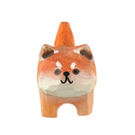 statue animale bois figurine bleu rose motif floral minimaliste yeux stylisés petite deco