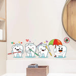 autocollant mural cartoon dents brosse dents cœurs interdit virus enfantin
