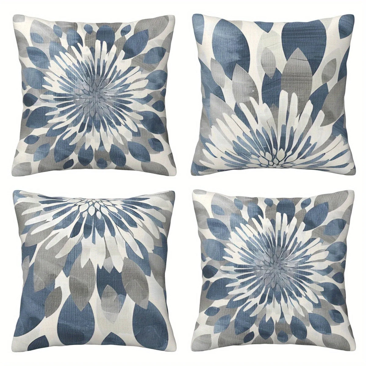 housse coussin polyester motif floral moderne bleu blanc lit salon voiture