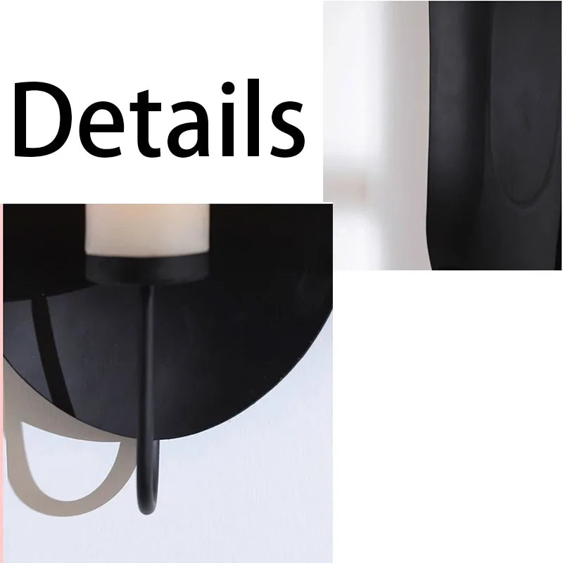 support mural moderne bougeoir métal fer noir bougie decoration salon luxe tranche noire