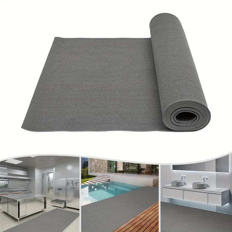 tapis sol pvc gris moderne maille fine antidérapant imperméable cuisine salle bain