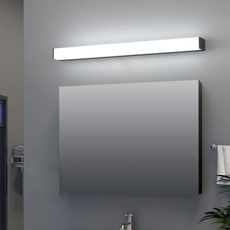 luminaire led rectangulaire moderne miroir salle bain chambre coucher blanc noir minimaliste