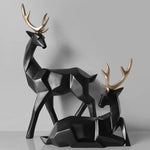 statuette cerf doré noir bleu blanc géométrique moderne ornement porte bonheur décoration intérieure transparent