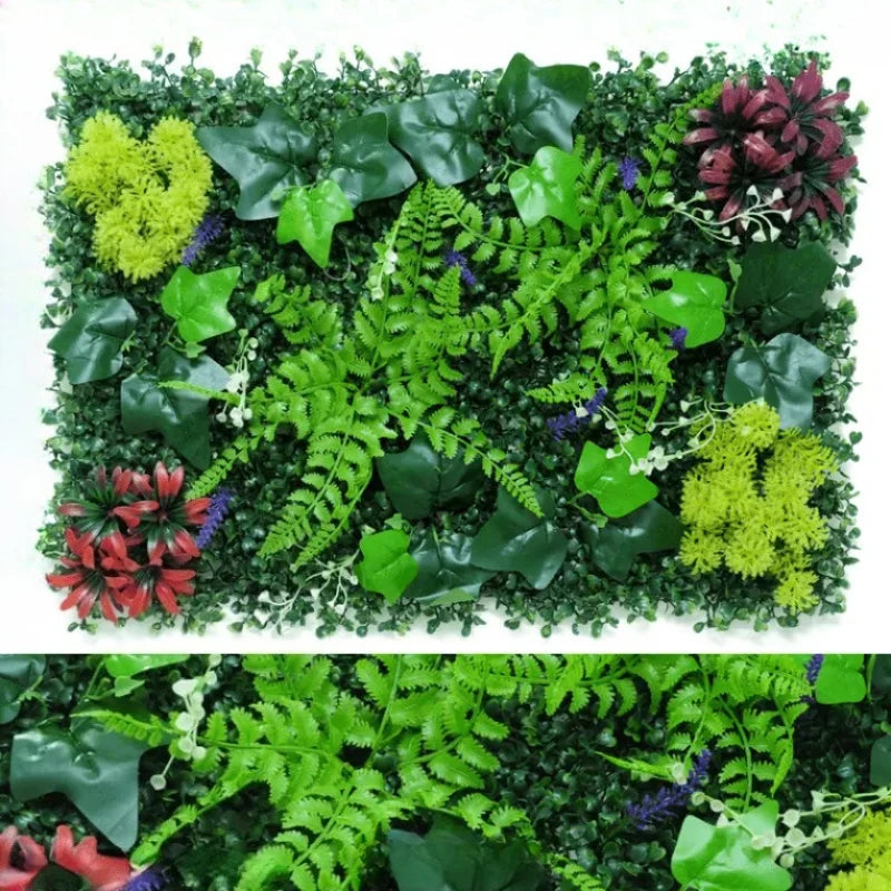 panneau mural végétal artificiel feuilles diverses vertes blanches modernes extérieur intérieur decoration