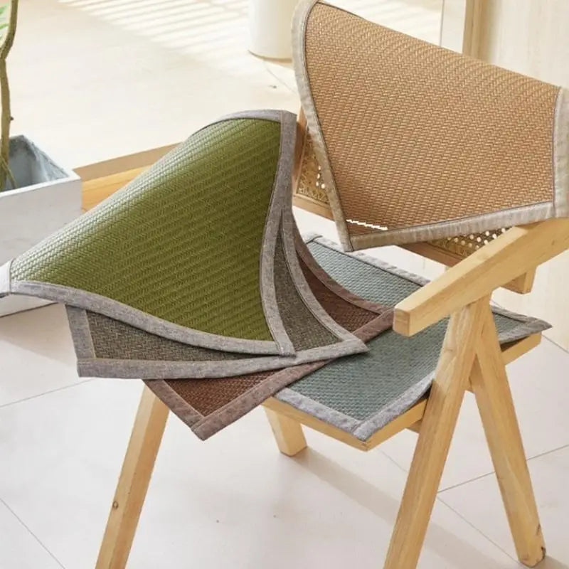 coussin chaise tissé bambou vert olive marron clair moderne 45x45cm 50x50cm mousse pu
