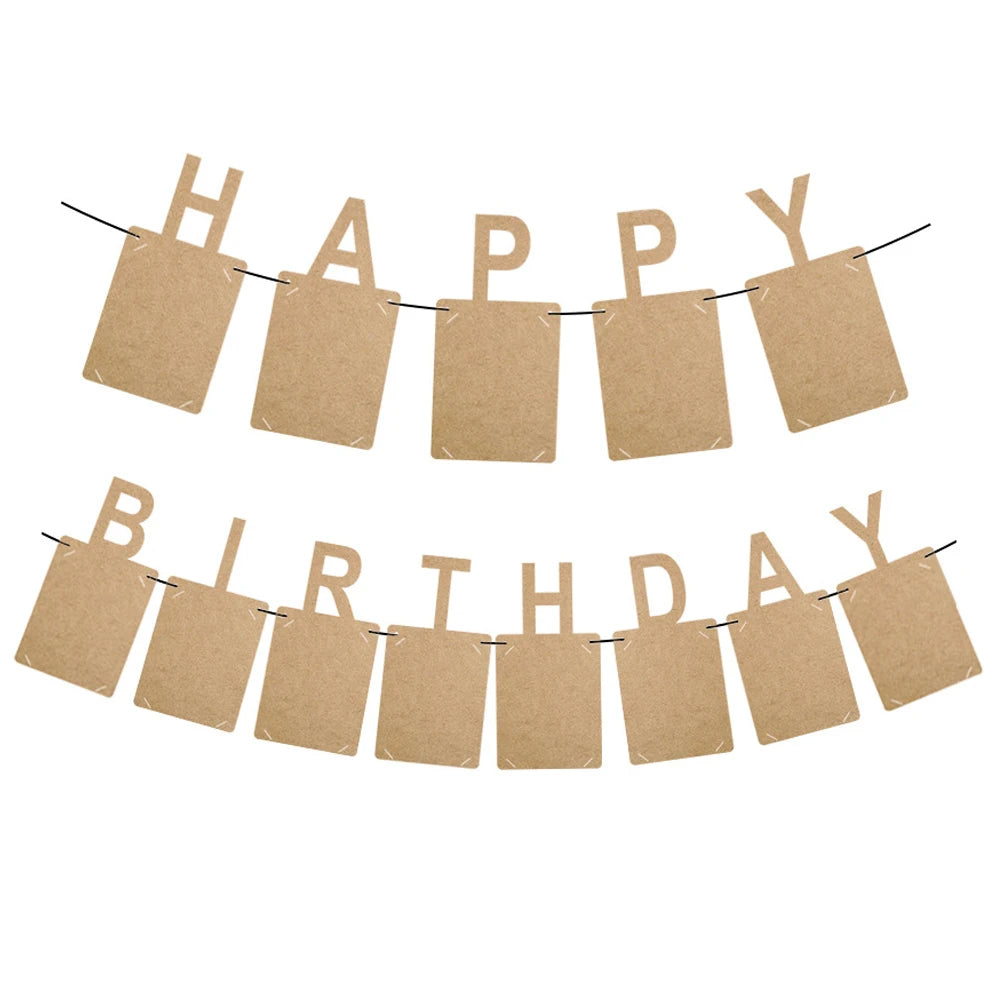 guirlande lettre anniversaire papier kraft marron clips décorative festive happy birthday