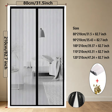 rideau magnétique anti moustiques noir rayures moderne adhésif porte été respirant 80cm 210cm