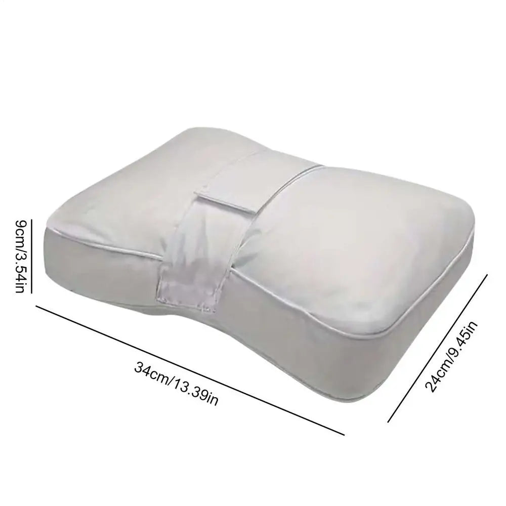 coussin ergonomique genoux blanc gris sangles velcro literie confort dormir assis