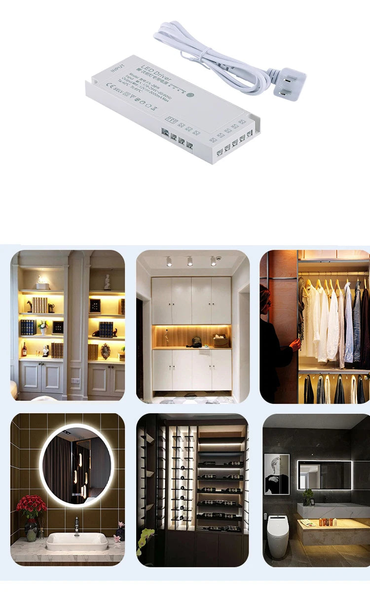 alimentation led armoire 12v 24v 100w 150w 60w blanc moderne sans fixation câble prise
