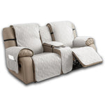 couvre siège fauteuil inclinable gris beige texture géométrique moderne bandes ajustables poche pratique