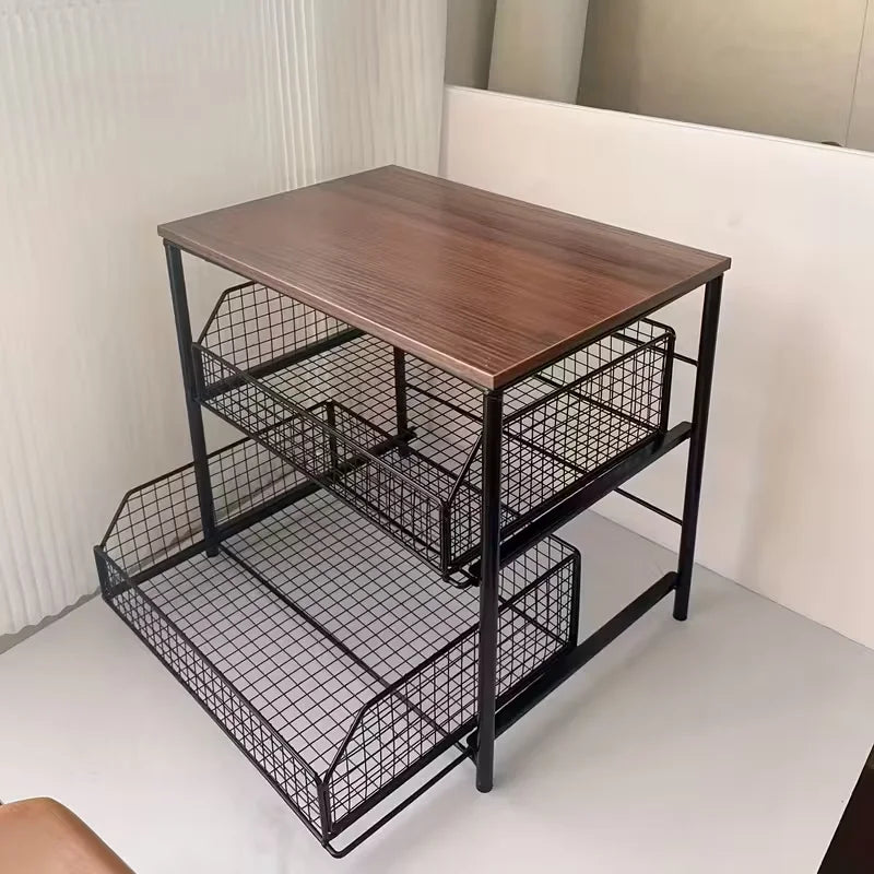 meuble rangement tiroirs gris bois moderne compartiments stockage multifonctionnel robuste