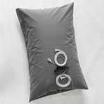 taies d'oreiller gris rayures conductrices mise terre oreillers modernes eyelets câble blanc prise terre