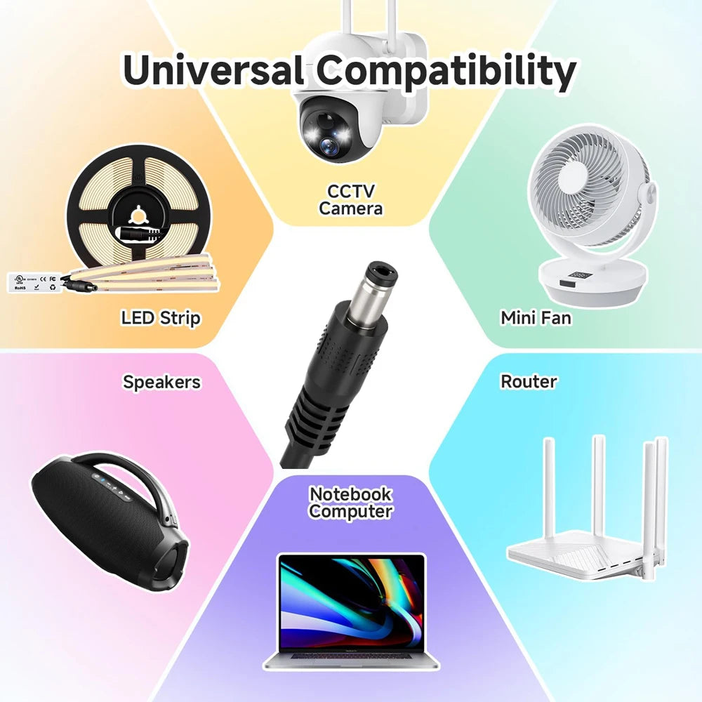 chargeur électrique 5v led noir prise murale universal adapter 6a 30w