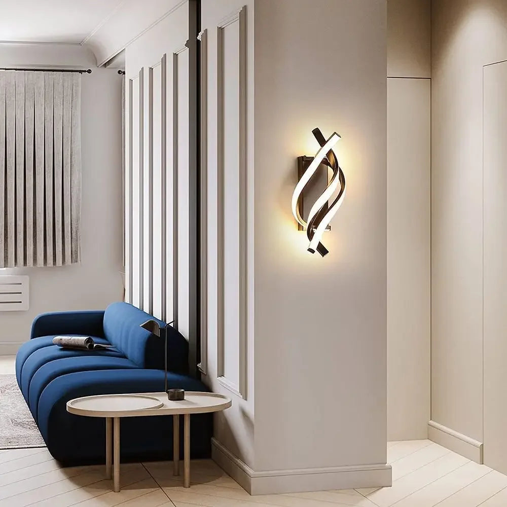 lampe murale moderne abstraite aluminium blanc noir éclairage chambre coucher led couleurs