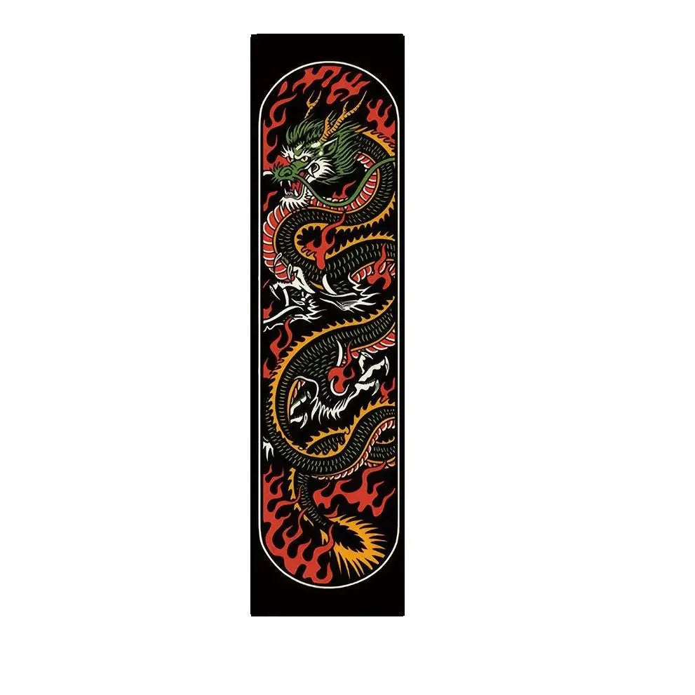 affiche murale serpent feu graphique noire verte rouge orangée jaune imprimée 150x40cm graphique stylisée