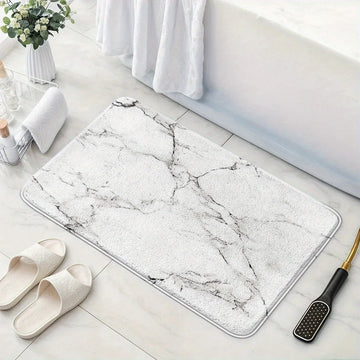 tapis bain antidérapant marbre moderne blanc gris absorption rapide lavable machine salon entrée