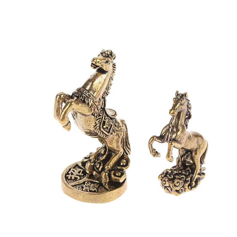 figurines chevaux bronze doré harnachement motif monnaies base ondulée traditionnel asiatique chambre salon