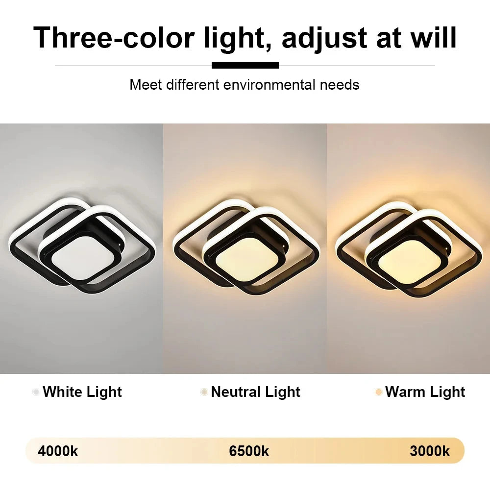 Lampe LED moderne minimaliste blanc noir acrylique fer métal plafonnier éclairage quotidien flux lumineux