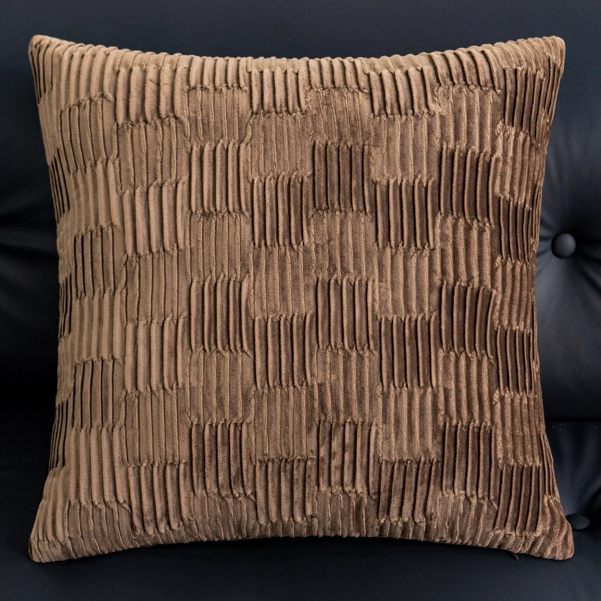 housse coussin marron motif arbre moderne décoration intérieure jacquard polyester 30x50cm 45x45cm fixations