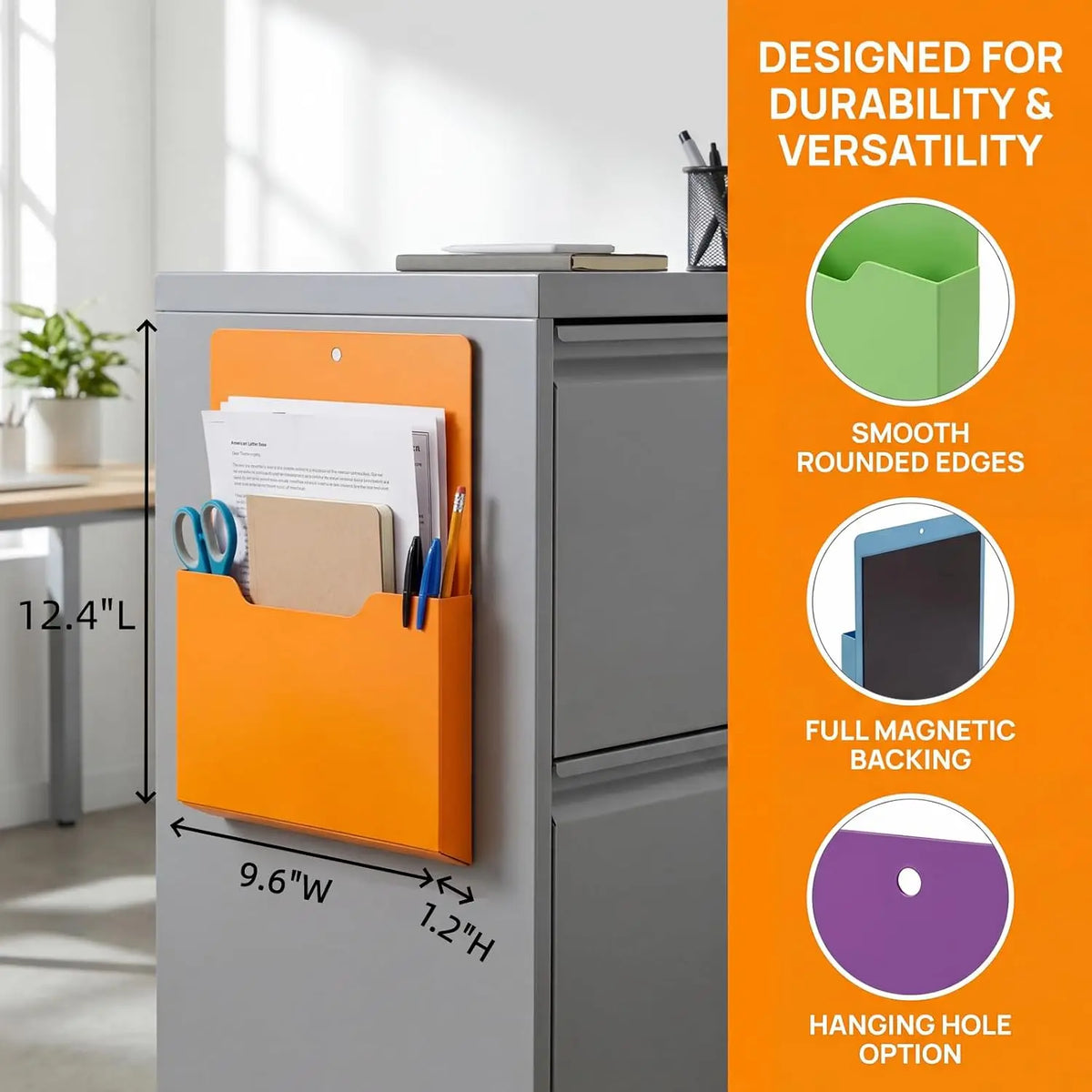 porte documents magnétiques orange bleu clair vert jaune modernes pratique sans perçage