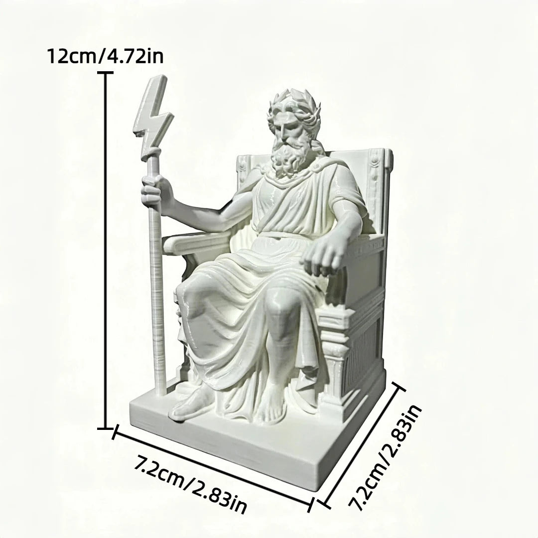 statue zeus dieu grec blanc trône sceptre éclair couronne laurier antique decoration mythe grec