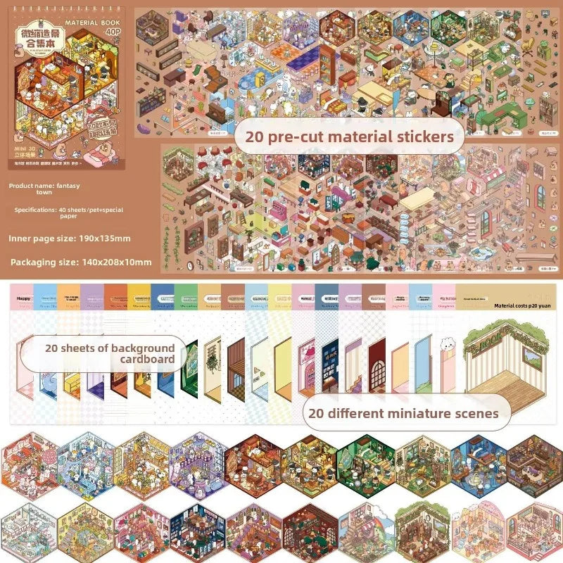 sticker book miniature scenes spiral binding colorful animal stickers creative journal supplies kawaii numbered