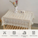 nappe dentelle motif floral vintage shabby chic blanc crème semi transparent table décoration maison