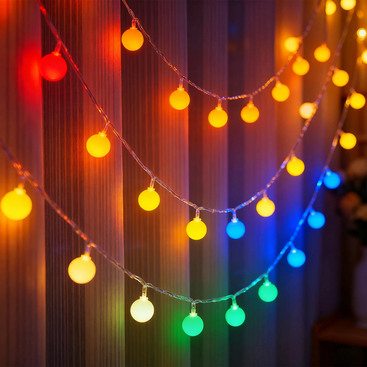guirlande lumineuse led boules blanches multicolores décoration jardin mariage noël batterie usb clips fixation