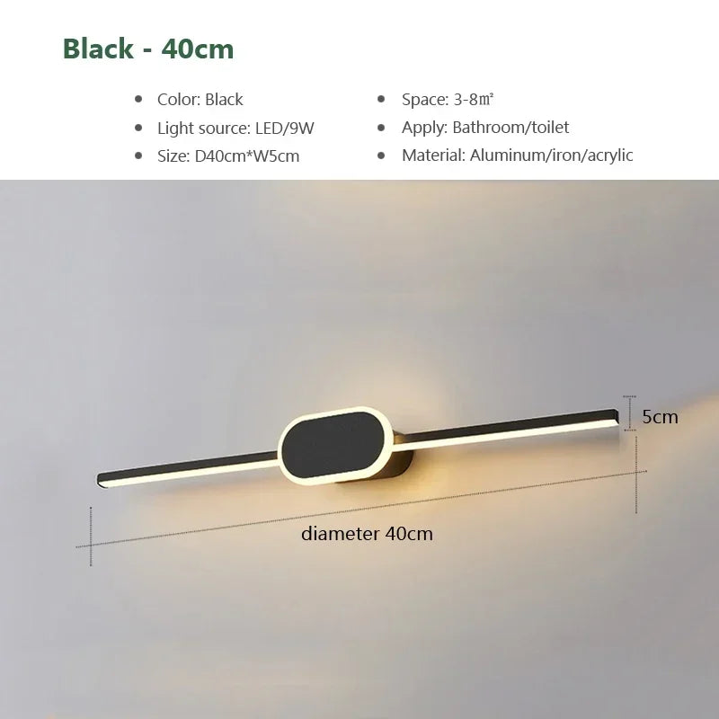 lampe miroir moderne blanc fixée mur éclairage quotidien led 40cm 60cm 80cm