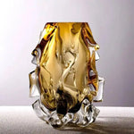 vase verre jaune ambré transparent moderne sculptural fleurs coupées lisintérieur chambre salon