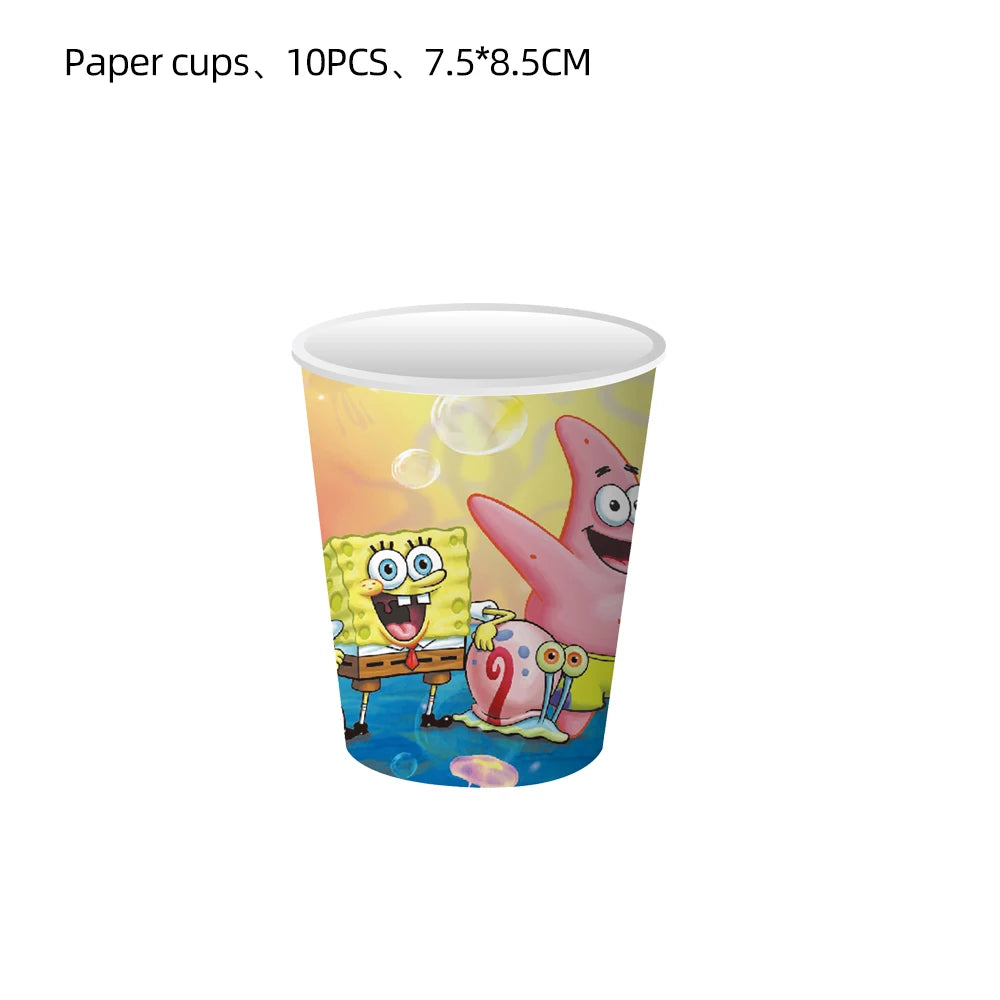 assiettes bob l'éponge gobelets serviettes nappe fête anniversaire enfants mariage baptême noël