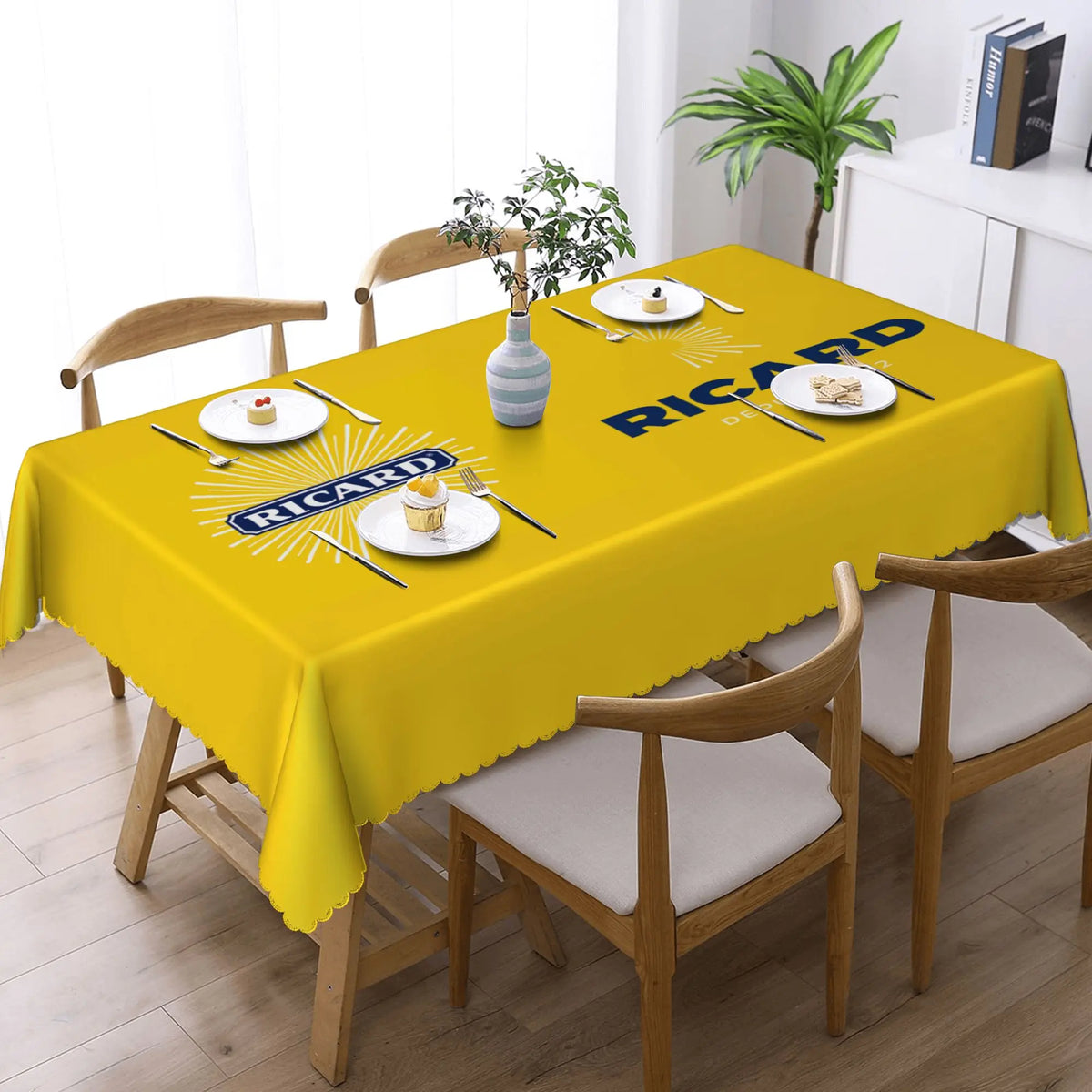 nappe table bleu marine logo ricard moderne imperméable résistance taches 66x183cm